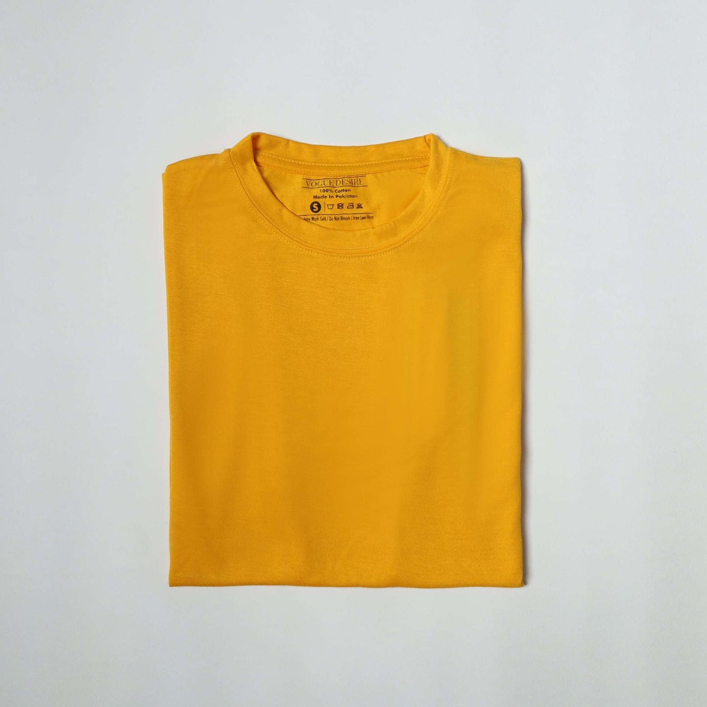 Vibrant Mustard Color Crew Neck T-Shirt - VOGUE DESIRE