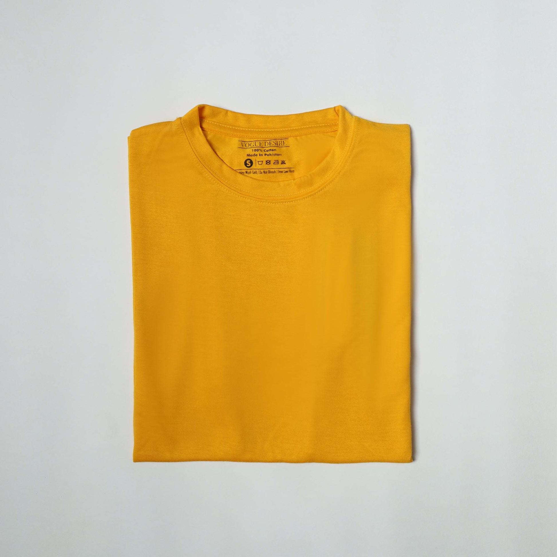 Vibrant Mustard Color Crew Neck T-Shirt - VOGUE DESIRE