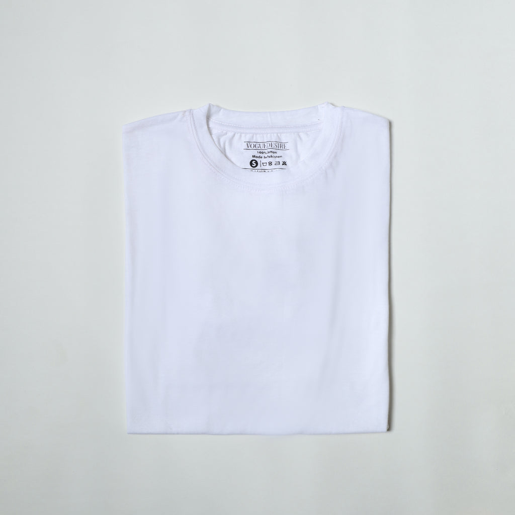 White Color T-Shirt (Extra Light Weight Slub Fabric | Inner/Bed/Night Wear) - VOGUE DESIRE