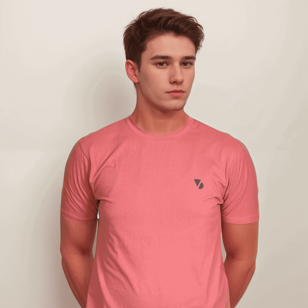 Vogue Desire Branded Coral Color Crew Neck T-Shirt - VOGUE DESIRE