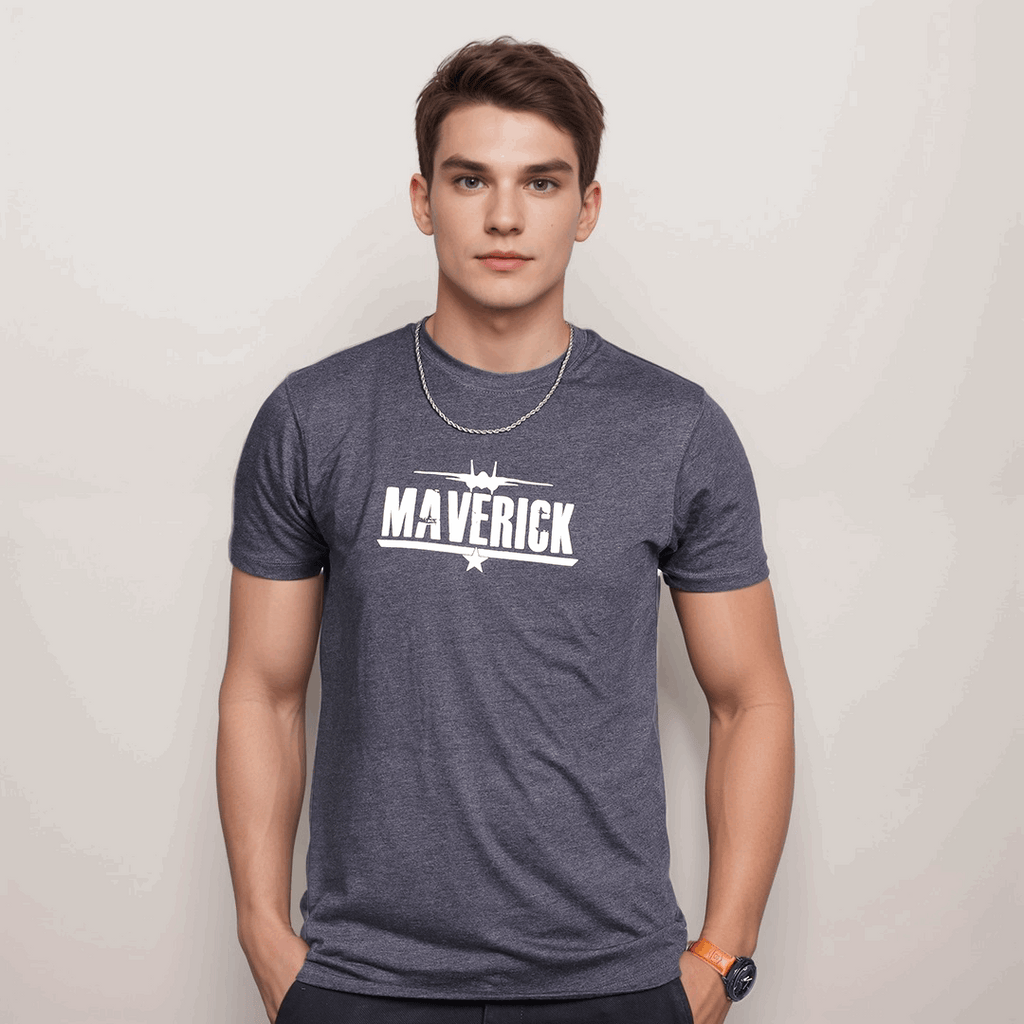 Maverick - Top Gun Charcoal Color Crew Neck T-Shirt - VOGUE DESIRE