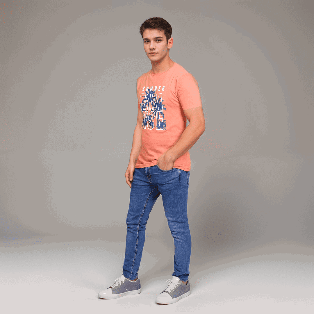 Summer Paradise Rust Orange Color Crew Neck T-Shirt - VOGUE DESIRE