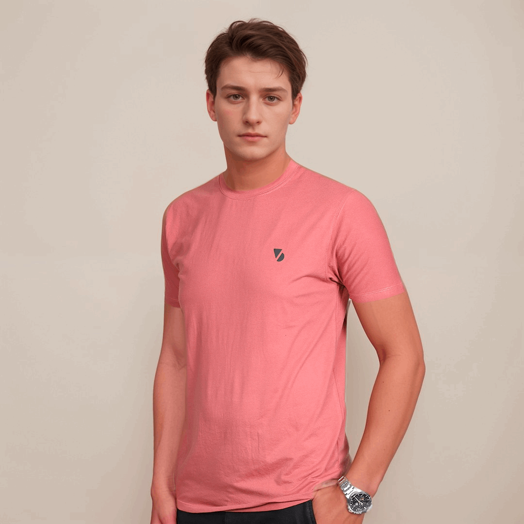 Vogue Desire Branded Coral Color Crew Neck T-Shirt - VOGUE DESIRE