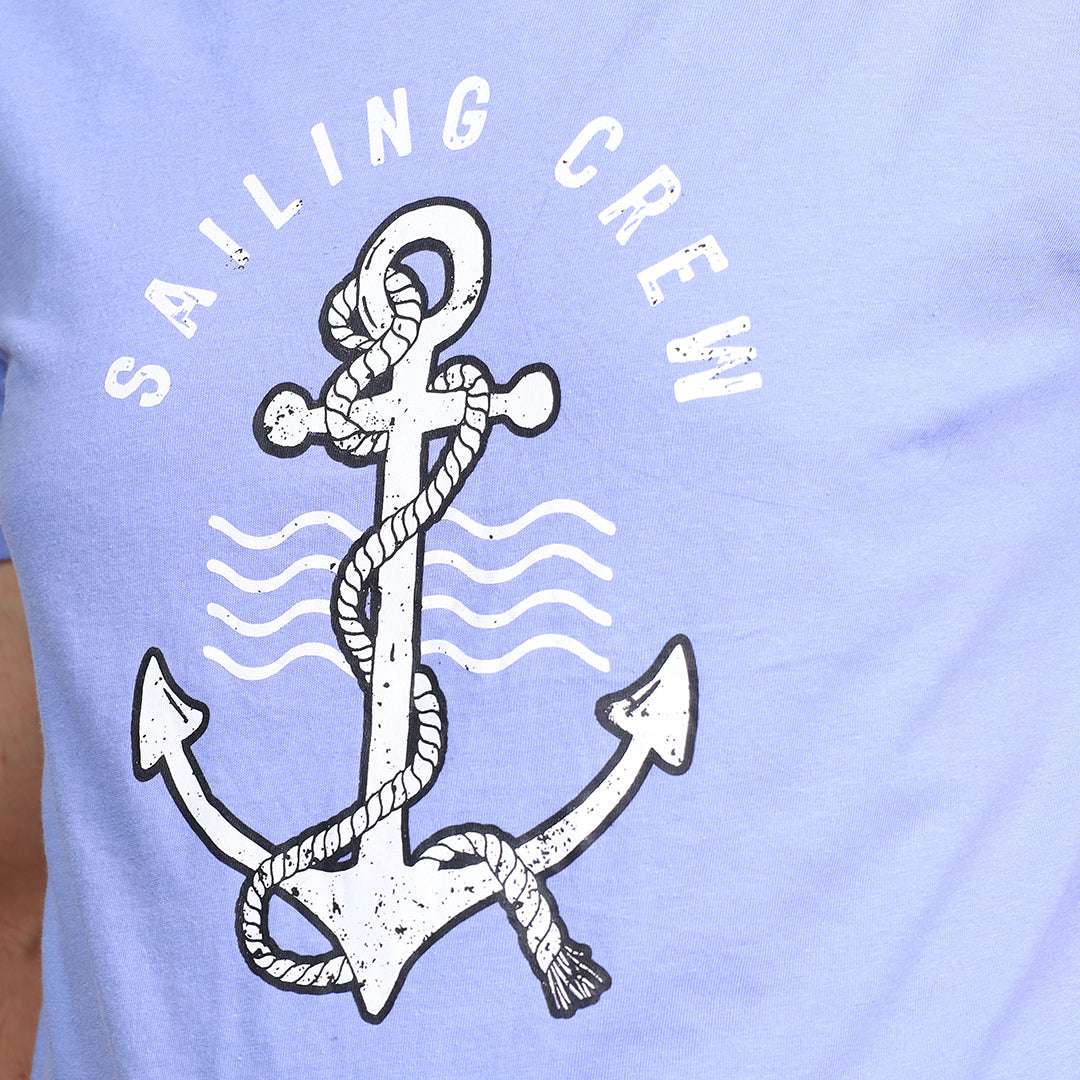 Light Purple Color Sailing Crew Neck T-Shirt - VOGUE DESIRE