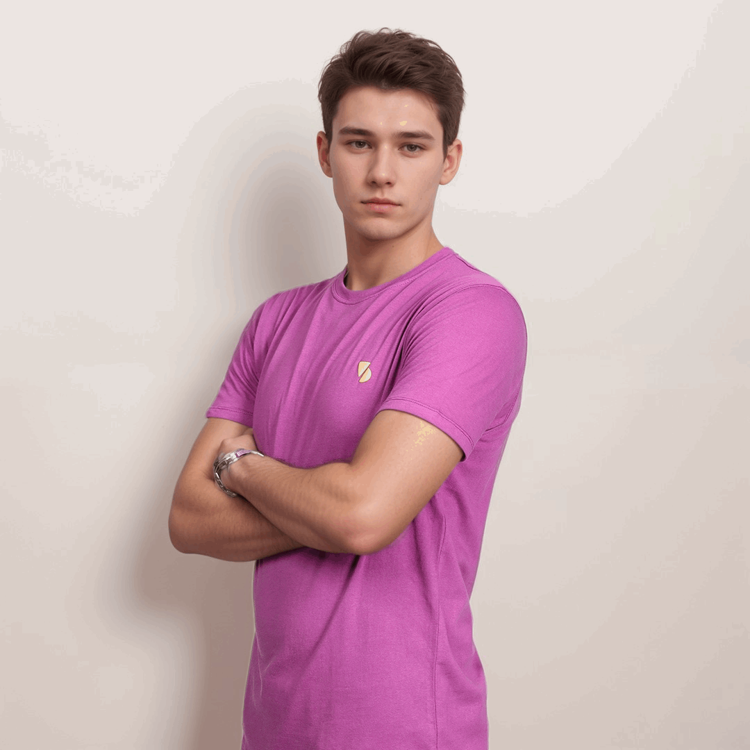 Vogue Desire Branded Purple Color Crew Neck T-Shirt - VOGUE DESIRE