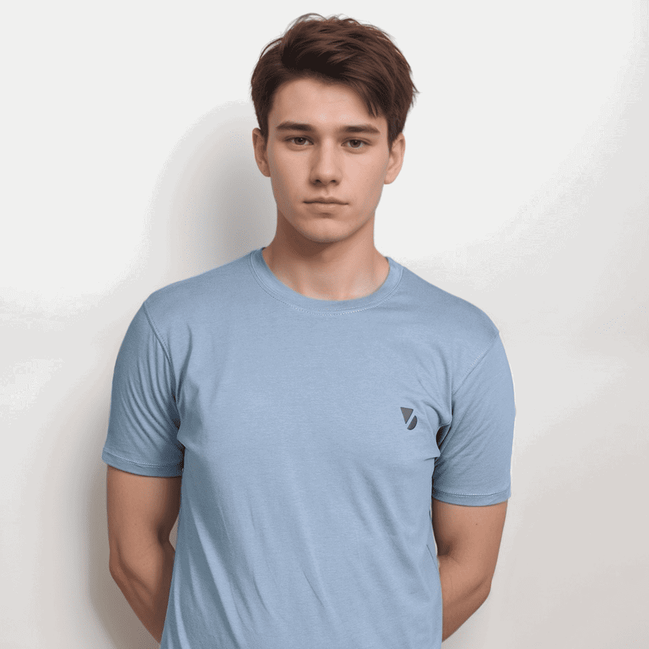 Vogue Desire Branded Shark Blue Color Crew Neck T-Shirt - VOGUE DESIRE