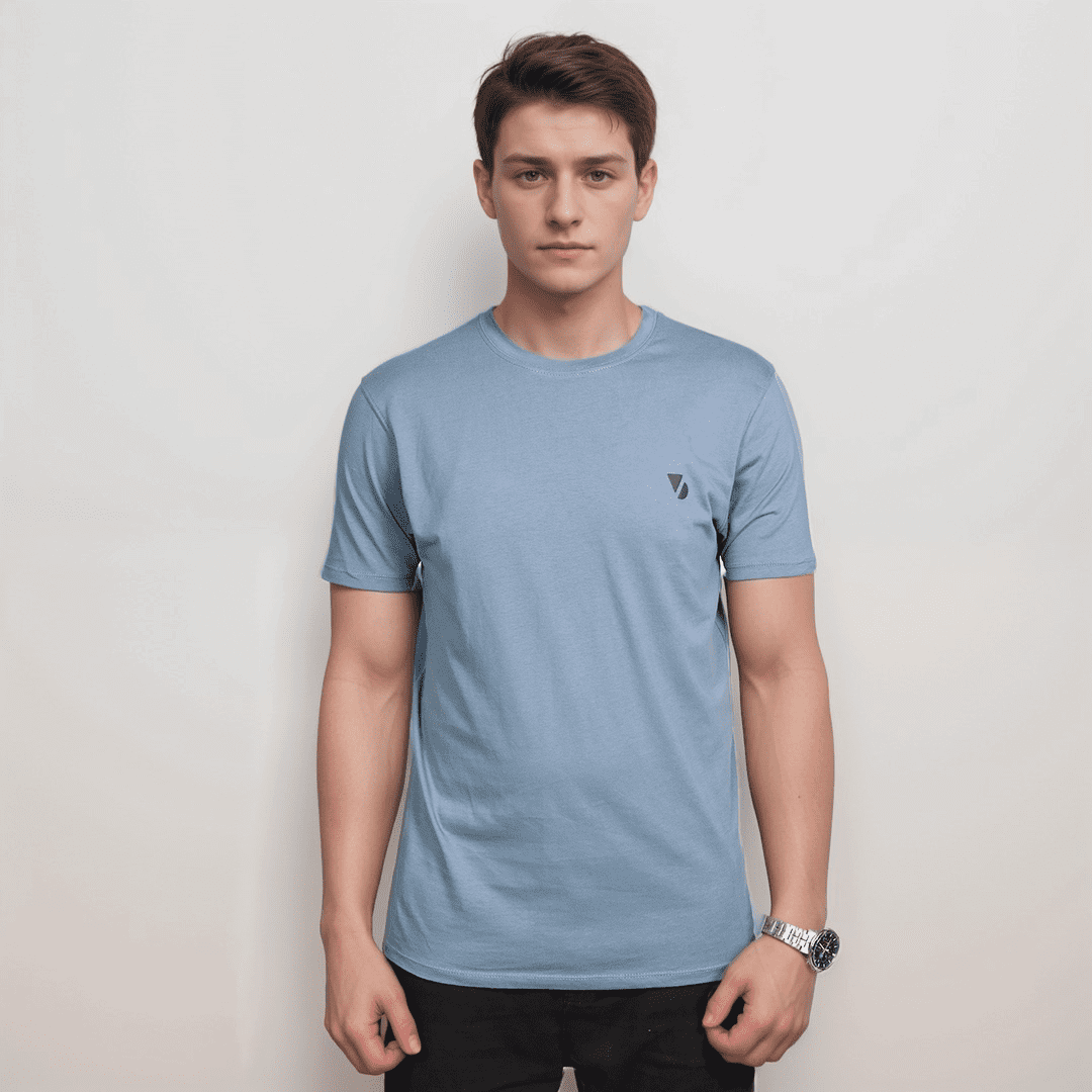 Vogue Desire Branded Shark Blue Color Crew Neck T-Shirt - VOGUE DESIRE