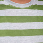 Green and Gray Striped Crew Neck T-Shirt - VOGUE DESIRE