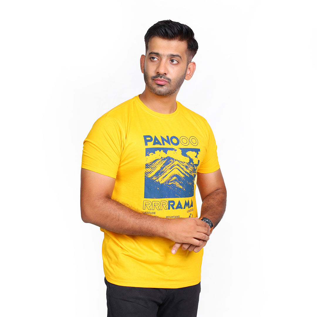 Mustard Panorama Mountain T-Shirt | VOGUE DESIRE