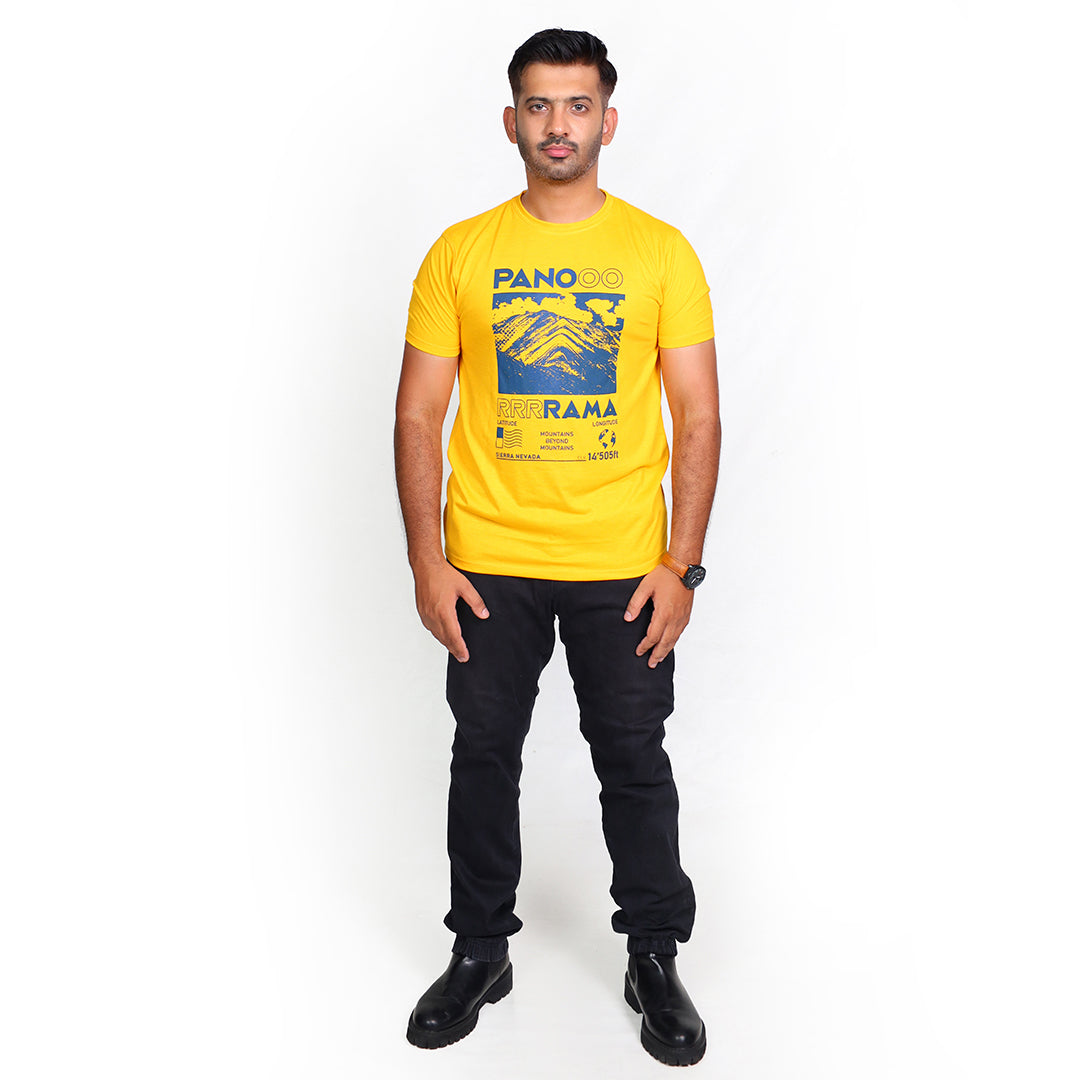 Mustard Panorama Mountain T-Shirt | VOGUE DESIRE