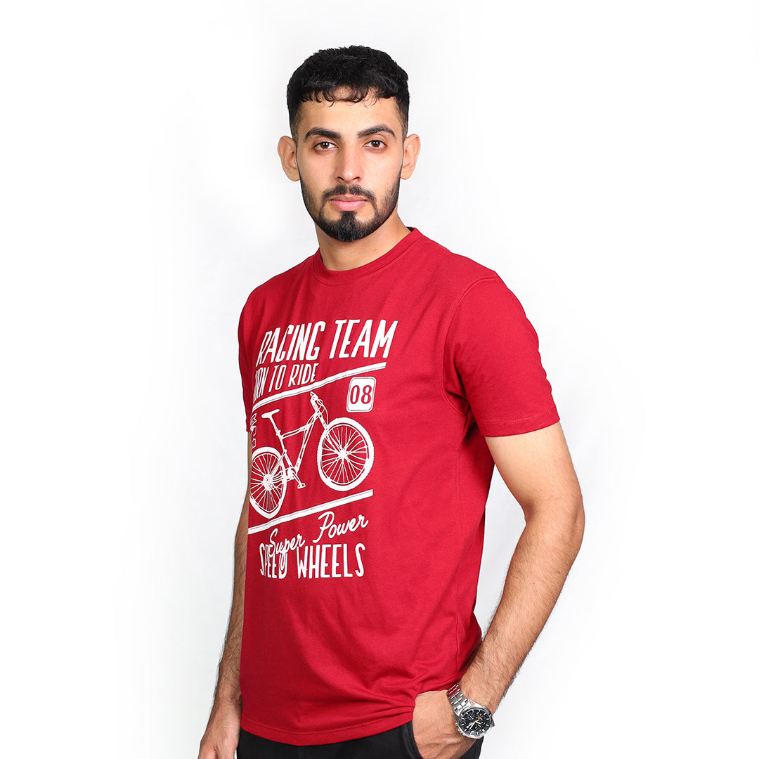 Speed Wheels Maroon T-Shirt | VOGUE DESIRE