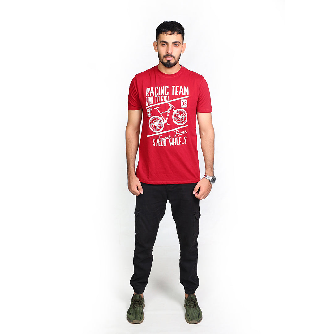 Speed Wheels Maroon T-Shirt | VOGUE DESIRE