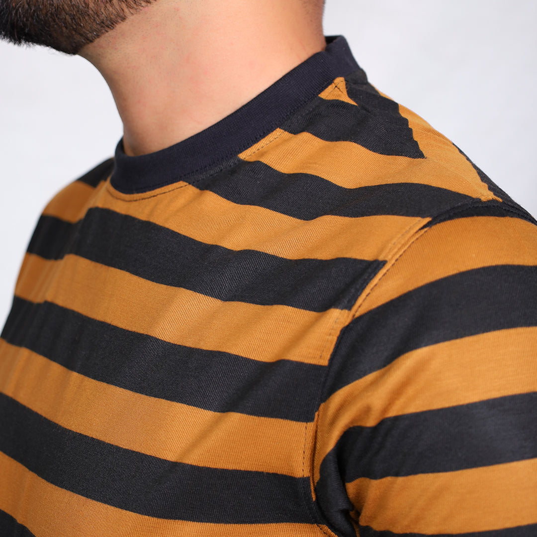 Mustard and Black Striped T-Shirt | VOGUE DESIRE