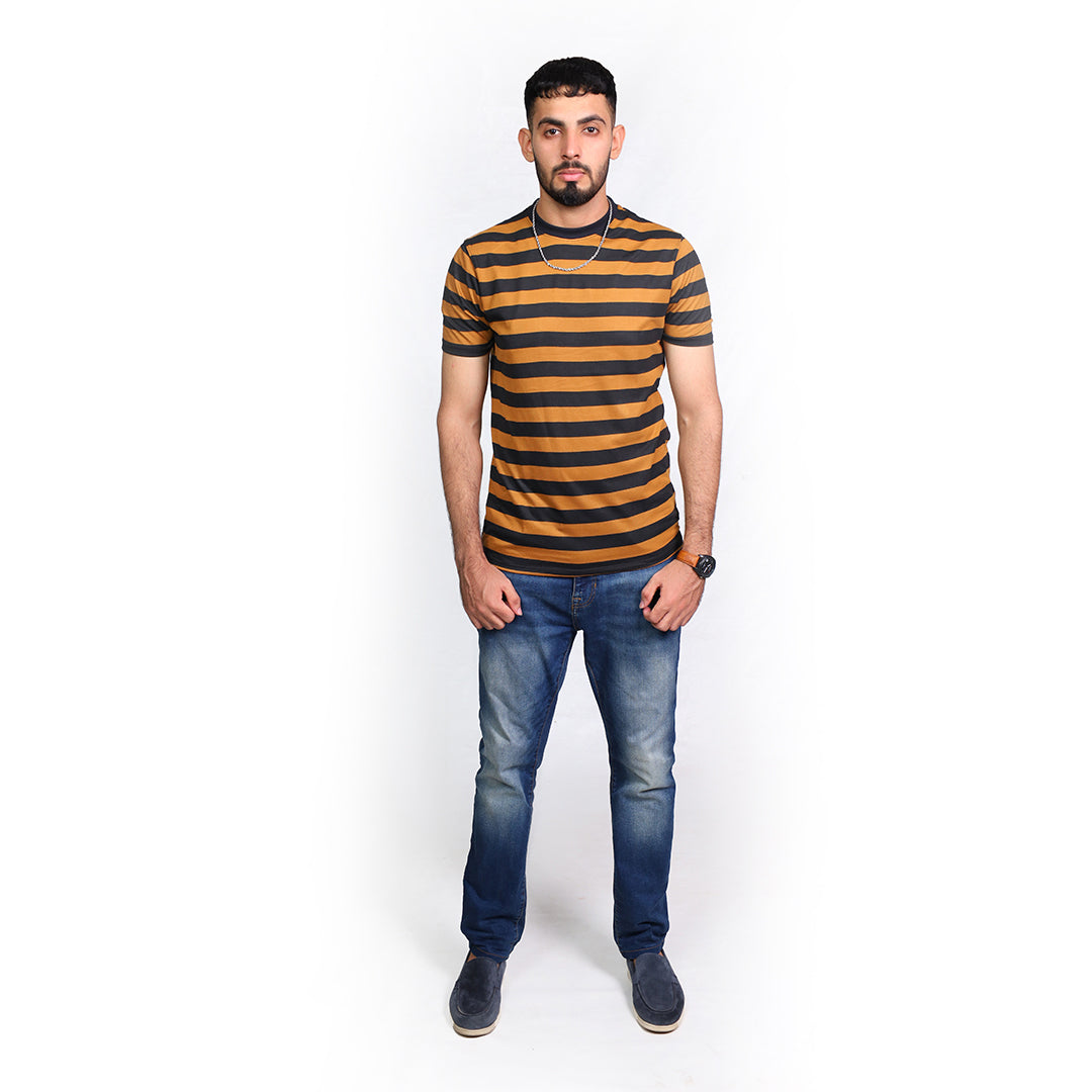 Mustard and Black Striped T-Shirt | VOGUE DESIRE