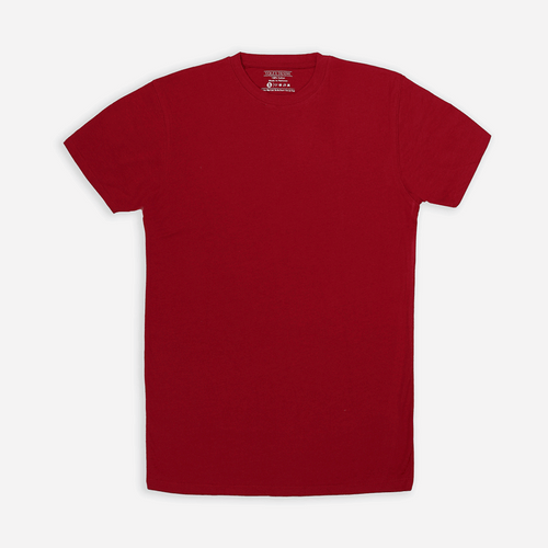 Burgundy Maroon Color Basic Crew Neck T-Shirt - VOGUE DESIRE