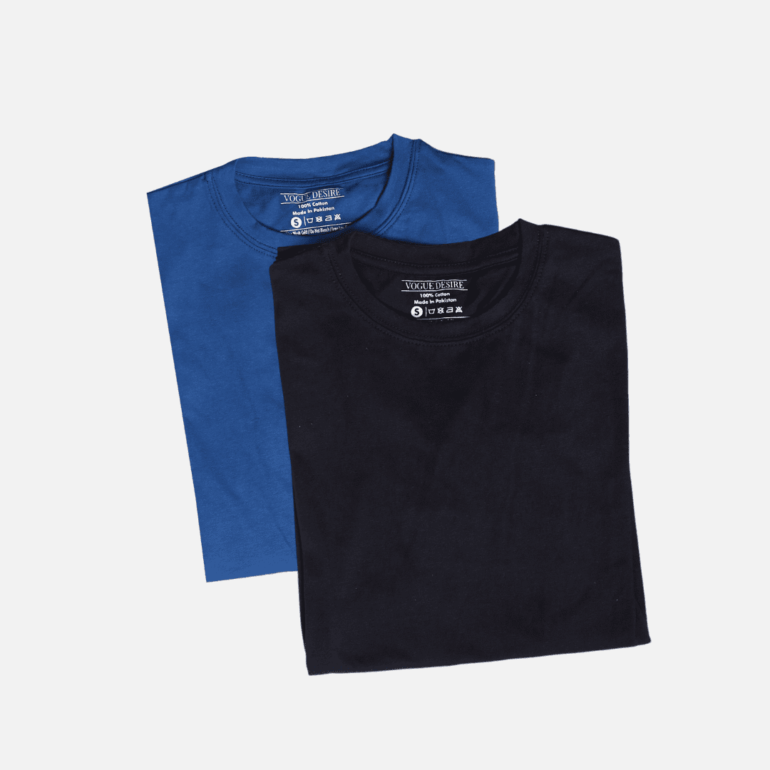 Timeless Duo: Black and Sea Blue T-Shirt Pack | VOGUE DESIRE