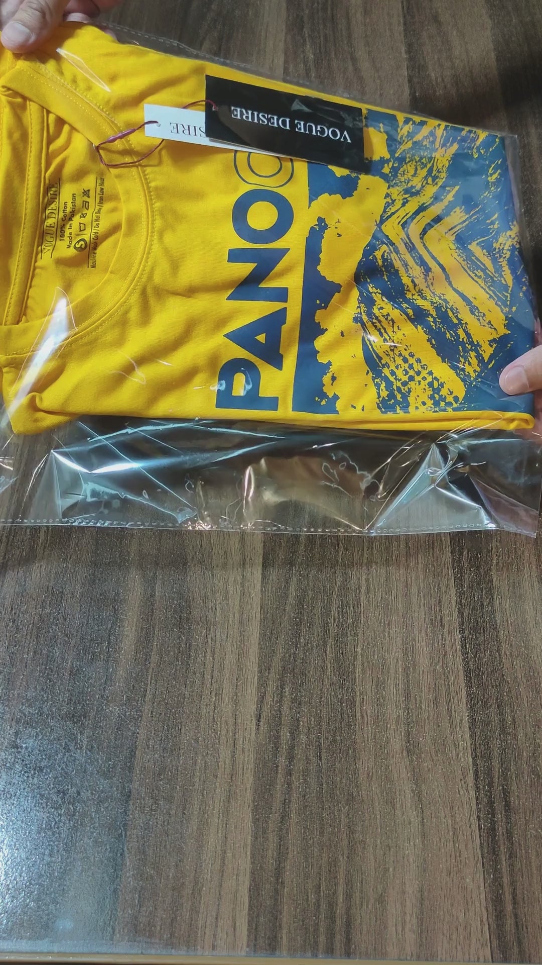 Mustard Color Panorama Mountain Crew Neck T-Shirt